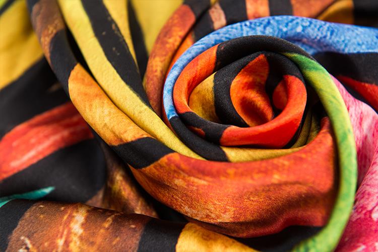 Eļļas gleznošana zīda satīna galvas šalle-2 Oil Painting Silk Satin Head Scarf-2